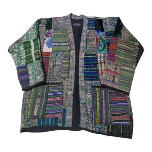 El Huarache Colorful Multi Pattern Patchwork Open Front Jacket